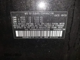 2024 Subaru Legacy Premium with VIN 4S3BWAD6XR3013328, listed as a IAAI auction lot 42330304 with 13,033 mi miles and . Bid and sale history available at DreamBid. Image 9.
