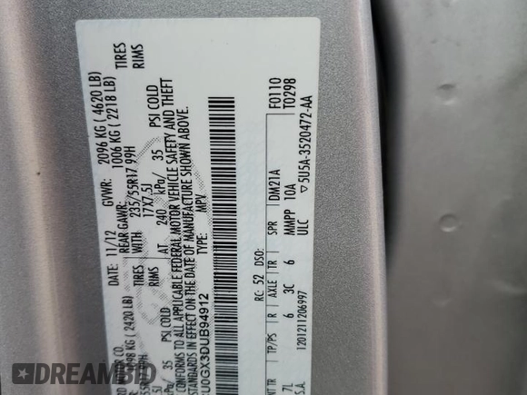 2013 Ford Escape SE with VIN 1FMCU0GX3DUB94912, listed as a Copart auction lot 49085645 with 119,537 mi miles and Salvage Title. Bid and sale history available at carsss.com. Image 15.
