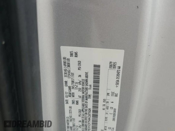 2017 Ford F-150 XL with VIN 1FTEX1CF7HKC87926, listed as a Copart auction lot 51379525 with 184,555 mi miles and Salvage title. Bid and sale history available at DreamBid. Image 13.