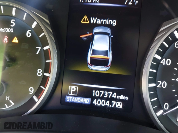 2018 Infiniti Q50 3.0t LUXE with VIN JN1EV7AR3JM435685, listed as a IAAI auction lot 41837975 with 107,374 mi miles. Bid and sale history available at carsss.com. Image 16.
