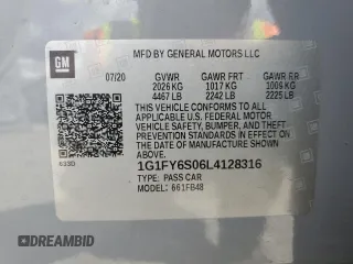 2020 Chevrolet Bolt EV LT z VIN 1G1FY6S06L4128316, wystawiony jako Copart lot #51550575 z przebiegiem 39 513 mil mil oraz Szkoda całkowita • Salvage title. Historia ofert i sprzedaży dostępna na DreamBid. Obrazek 14.
