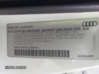 2016 Audi A3 z VIN WAUG7GFF0G1006414, wystawiony jako IAAI lot #41804752 z przebiegiem 107 767 mil mil oraz . Historia ofert i sprzedaży dostępna na DreamBid. Obrazek 9.