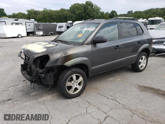 2008 Hyundai Tucson GLS with VIN KM8JM12B88U733619, listed as a Copart auction lot 68029124 with 0 mi miles and Salvage Title. Bid and sale history available at carsss.com. Image 1.