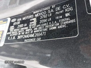 2021 Kia Forte LXS with VIN 3KPF24AD4ME266471, listed as a IAAI auction lot 41972334 with 54,346 mi miles and . Bid and sale history available at DreamBid. Image 9.
