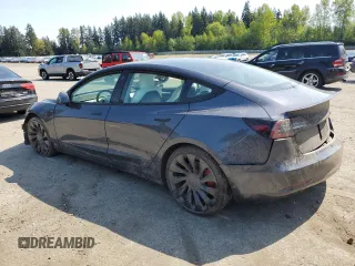 2022 Tesla Model 3 Performance with VIN 5YJ3E1EC1NF262416, listed as a Copart auction lot 54356025 with Not Provided miles and Salvage Title. Bid and sale history available at DreamBid. Image 2.