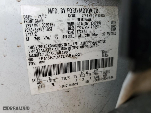 2013 Ford Explorer with VIN 1FM5K7B87DGB93221, listed as a Copart auction lot 45161755 with 198,271 mi miles and Salvage Title. Bid and sale history available at carsss.com. Image 16.