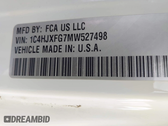 2021 Jeep Wrangler Unlimited Rubicon with VIN 1C4HJXFG7MW527498, listed as a IAAI auction lot 42393520 with 18,085 mi miles and . Bid and sale history available at DreamBid. Image 9.