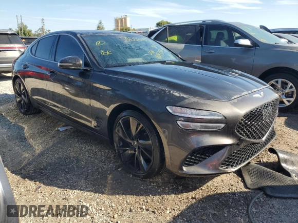 2023 Genesis G70 2.0T with VIN KMTG34TA4PU104352, listed as a Copart auction lot 76000484 with 27,548 mi miles and Salvage Title. Bid and sale history available at DreamBid. Image 4.