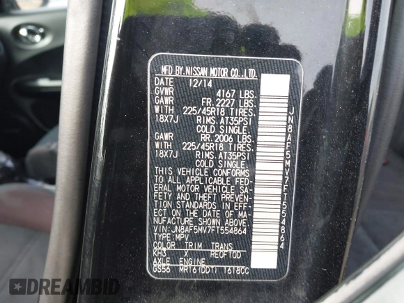 2015 Nissan Juke SV with VIN JN8AF5MV7FT554864, listed as a IAAI auction lot 41524495 with 159,075 mi miles. Bid and sale history available at carsss.com. Image 9.