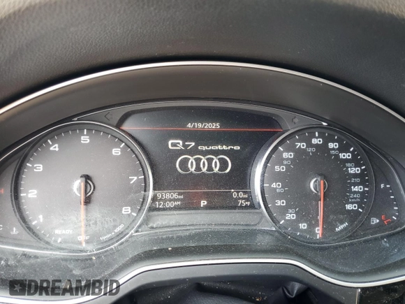 2019 Audi Q7 Premium with VIN WA1AAAF78KD012771, listed as a Copart auction lot 56927625 with 93,806 mi miles and Salvage title. Bid and sale history available at DreamBid. Image 9.
