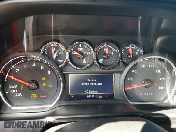 2020 Chevrolet Silverado 1500 LTZ with VIN 1GCUYGELXLZ153782, listed as a Copart auction lot 46898005 with 87,331 mi miles and Non Repairable. Bid and sale history available at DreamBid. Image 9.
