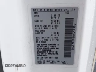 2021 Nissan NV200 SV with VIN 3N6CM0KN5MK691306, listed as a IAAI auction lot 41127160 with 86,634 mi miles and . Bid and sale history available at DreamBid. Image 9.