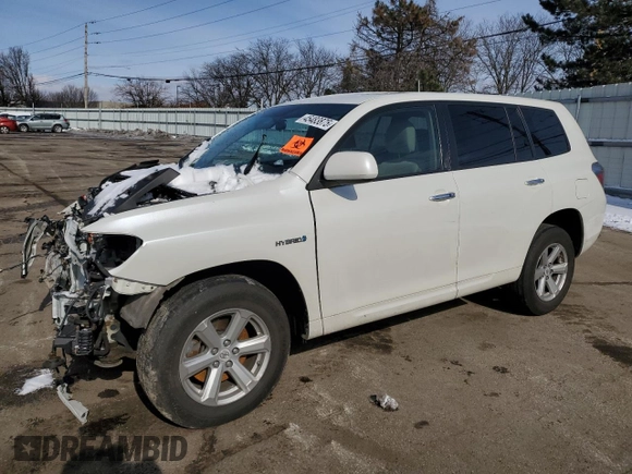2009 Toyota Highlander Hybrid with VIN JTEEW41A092036819, listed as a Copart auction lot 45483875 with 158,100 mi miles and Salvage Title. Bid and sale history available at carsss.com. Image 1.