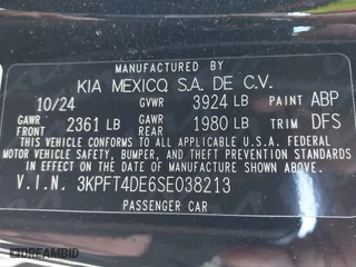 2025 Kia K4 LXS with VIN 3KPFT4DE6SE038213, listed as a IAAI auction lot 42014375 with 4,385 mi miles. Bid and sale history available at carsss.com. Image 9.