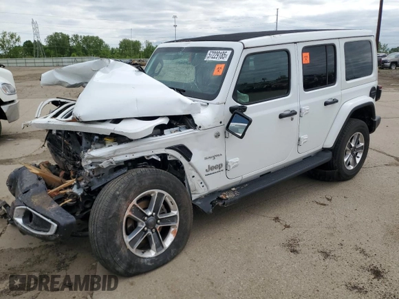 2023 Jeep Wrangler Sahara with VIN 1C4HJXEG6PW577427, listed as a Copart auction lot 57229185 with Not provided miles and Non repairable. Bid and sale history available at DreamBid. Image 1.