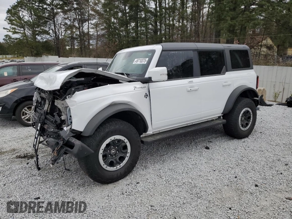 2023 Ford Bronco with VIN 1FMEE5DPXPLB37267, listed as a Copart auction lot 49710375 with 44,950 mi miles and Salvage Title. Bid and sale history available at DreamBid. Image 1.