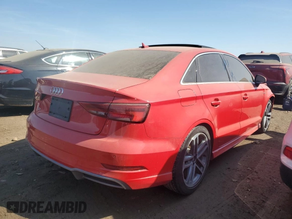 2017 Audi A3 Sedan Premium Plus with VIN WAUGUGFF2H1035794, listed as a Copart auction lot 48891635 with 64,635 mi miles and Salvage Title. Bid and sale history available at carsss.com. Image 3.