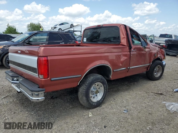 1995 Ford F-150 z VIN 1FTEF15H4SLB41602, wystawiony jako Copart lot #56128135 z przebiegiem Nie podano mil oraz Szkoda całkowita • Salvage title. Historia ofert i sprzedaży dostępna na DreamBid. Obrazek 3.