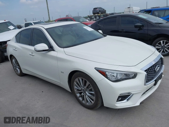 2020 Infiniti Q50 Pure z VIN JN1EV7AP7LM201535, wystawiony jako IAAI lot #42055768 z przebiegiem 49 296 mil mil oraz . Historia ofert i sprzedaży dostępna na DreamBid. Obrazek 1.
