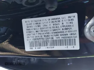 2014 Honda Civic Sedan LX with VIN 19XFB2F55EE251808, listed as a IAAI auction lot 41636636 with 134,544 mi miles. Bid and sale history available at carsss.com. Image 9.
