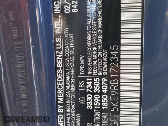 2024 Mercedes-Benz GLS 450 with VIN 4JGFF5KE9RB172345, listed as a Copart auction lot 53769734 with 234 mi miles and Salvage Title. Bid and sale history available at DreamBid. Image 13.