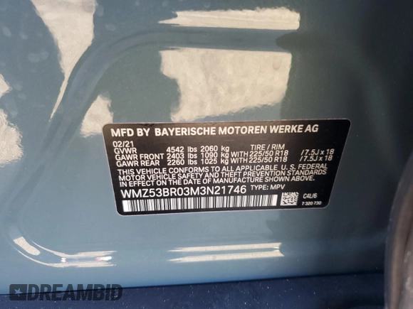 2021 MINI Countryman Cooper S with VIN WMZ53BR03M3N21746, listed as a Copart auction lot 74237774 with 0 mi miles and Non Repairable. Bid and sale history available at carsss.com. Image 13.