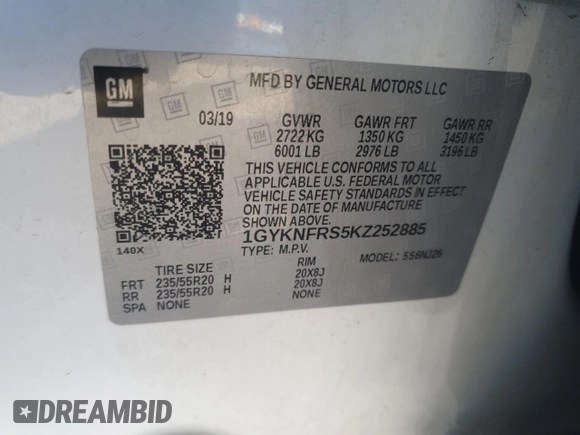 2019 Cadillac XT5 Premium Luxury AWD z VIN 1GYKNFRS5KZ252885, wystawiony jako Copart lot #49729865 z przebiegiem 54 593 mil mil oraz Szkoda całkowita • Salvage title. Historia ofert i sprzedaży dostępna na DreamBid. Obrazek 13.