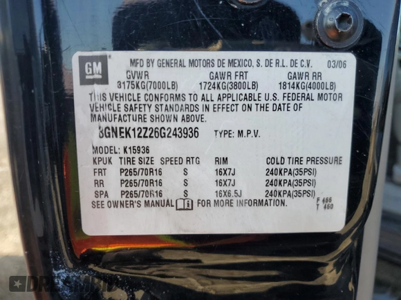 2006 Chevrolet Avalanche Z71 with VIN 3GNEK12Z26G243936, listed as a Copart auction lot 89302025 with 79,905 mi miles and Salvage Title. Bid and sale history available at carsss.com. Image 12.