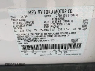 2020 Ford Explorer ST with VIN 1FM5K8GC0LGB11671, listed as a IAAI auction lot 41775713 with 86,132 mi miles and . Bid and sale history available at DreamBid. Image 9.