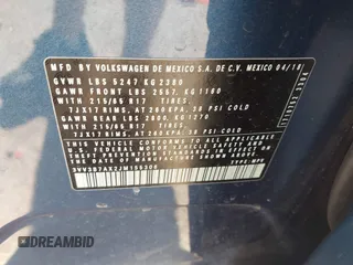 2018 Volkswagen Tiguan SEL z VIN 3VV3B7AX2JM155306, wystawiony jako IAAI lot #42457735 z przebiegiem 48 061 mil mil oraz . Historia ofert i sprzedaży dostępna na DreamBid. Obrazek 9.