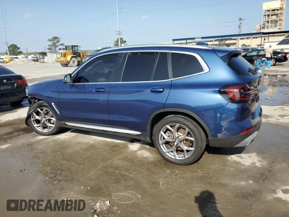 2022 BMW X3 sDrive30i with VIN 5UX43DP09N9J67075, listed as a Copart auction lot 48866855 with 0 mi miles and Salvage Title. Bid and sale history available at carsss.com. Image 2.