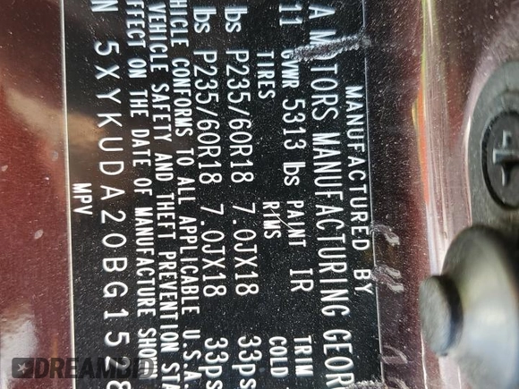2011 Kia Sorento EX with VIN 5XYKUDA20BG152863, listed as a Copart auction lot 51738585 with 103,817 mi miles and Salvage Title. Bid and sale history available at carsss.com. Image 14.