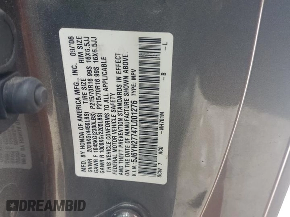 2007 Honda Element EX with VIN 5J6YH27747L001276, listed as a Copart auction lot 45266495 with 176,970 mi miles and Clean Title. Bid and sale history available at DreamBid. Image 13.