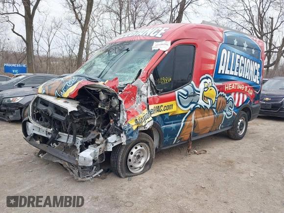 2021 Ford Transit Cargo with VIN 1FTBR1C82MKA29547, listed as a IAAI auction lot 41690266 with 90,380 mi miles and . Bid and sale history available at DreamBid. Image 2.