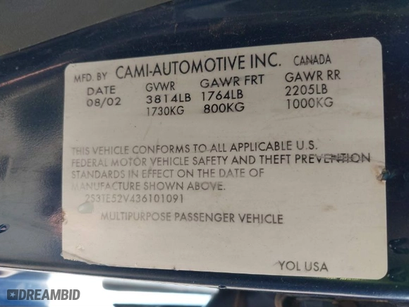 2003 Suzuki Vitara JLS with VIN 2S3TE52V436101091, listed as a IAAI auction lot 41472279 with 163,429 mi miles. Bid and sale history available at carsss.com. Image 9.