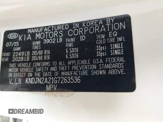2016 Kia Soul with VIN KNDJN2A21G7263536, listed as a IAAI auction lot 41723415 with 82,764 mi miles. Bid and sale history available at carsss.com. Image 9.