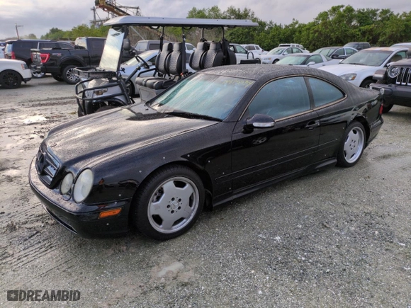 2002 Mercedes-Benz CLK-Class AMG with VIN WDBLJ74G32T102631, listed as a Copart auction lot 74875534 with 0 mi miles and Salvage Title. Bid and sale history available at carsss.com. Image 1.