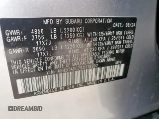 2025 Subaru Outback Premium with VIN 4S4BTADC7S3118392, listed as a Copart auction lot 61748045 with 7,605 mi miles and Salvage title. Bid and sale history available at DreamBid. Image 12.