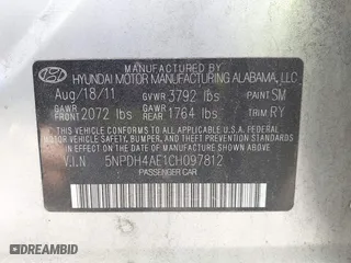 2012 Hyundai Elantra GLS with VIN 5NPDH4AE1CH097812, listed as a IAAI auction lot 42070612 with 114,799 mi miles. Bid and sale history available at carsss.com. Image 9.