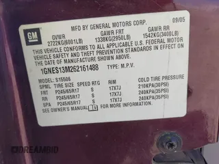 2006 Chevrolet TrailBlazer LT with VIN 1GNES13M262161488, listed as a IAAI auction lot 41774799 with 214,132 mi miles. Bid and sale history available at carsss.com. Image 9.