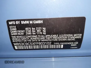 2015 BMW M3 с VIN WBS3C9C5XFP803102, выставлен на аукционе IAAI как лот 41616127 с пробегом 44 538 миль миль и . История ставок и продаж доступна на DreamBid. Изображение 9.