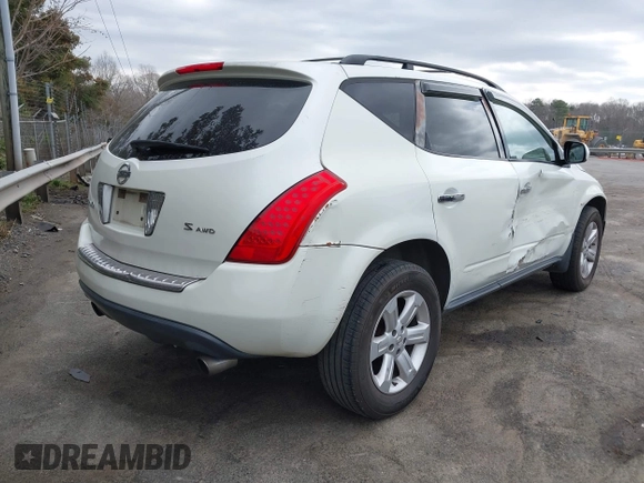 2007 Nissan Murano SL with VIN JN8AZ08W57W643605, listed as a IAAI auction lot 41848324 with 249,590 mi miles and . Bid and sale history available at DreamBid. Image 4.
