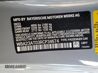 2024 BMW 4 Series 430i с VIN WBA23AT03RCP34674, выставлен на аукционе Copart как лот 57305345 с пробегом Не указан миль и Списание • Salvage title. История ставок и продаж доступна на DreamBid. Изображение 12.