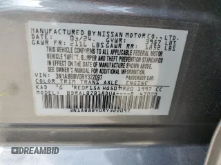 2024 Nissan Sentra S z VIN 3N1AB8BV0RY322097, wystawiony jako Copart lot #55562335 z przebiegiem 5 435 mil mil oraz Nie do naprawy • Non repairable. Historia ofert i sprzedaży dostępna na DreamBid. Obrazek 12.