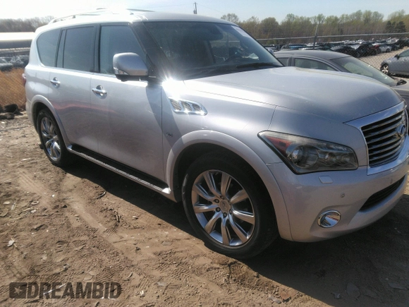 2014 Infiniti QX80 z VIN JN8AZ2NF1E9554660, wystawiony jako IAAI lot #41917926 z przebiegiem 180 882 mil mil oraz . Historia ofert i sprzedaży dostępna na DreamBid. Obrazek 1.