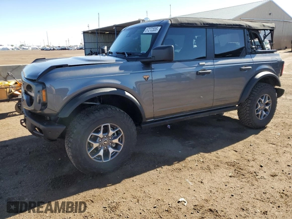 2023 Ford Bronco with VIN 1FMEE5DP0PLC10002, listed as a Copart auction lot 57272555 with 14,035 mi miles and Salvage title. Bid and sale history available at DreamBid. Image 1.