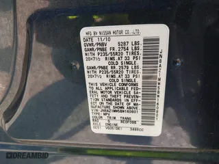 2011 Nissan Murano LE with VIN JN8AZ1MW5BW160801, listed as a IAAI auction lot 42081172 with 156,498 mi miles. Bid and sale history available at carsss.com. Image 9.