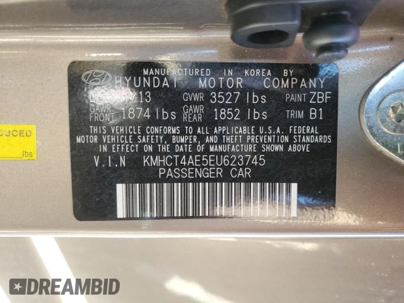 2014 Hyundai Accent GLS z VIN KMHCT4AE5EU623745, wystawiony jako Copart lot #47214905 z przebiegiem Nie podano mil oraz Szkoda całkowita • Salvage title. Historia ofert i sprzedaży dostępna na DreamBid. Obrazek 12.