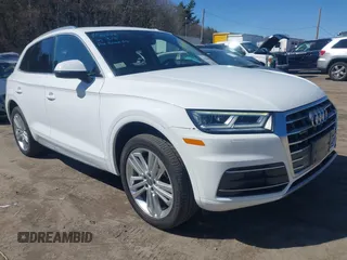 2018 Audi Q5 Premium Plus with VIN WA1BNAFY2J2082584, listed as a IAAI auction lot 41794887 with 53,877 mi miles. Bid and sale history available at carsss.com. Image 1.