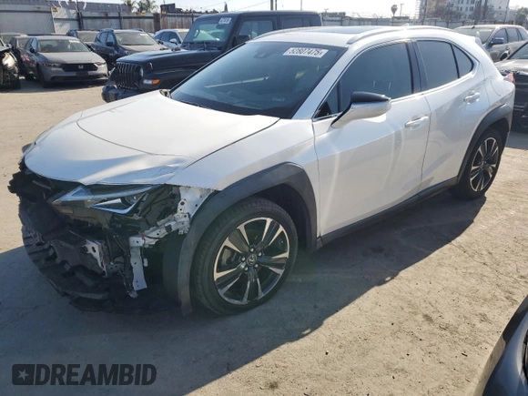 2019 Lexus UX with VIN JTHY3JBH3K2002849, listed as a Copart auction lot 52807475 with 54,593 mi miles and Salvage Title. Bid and sale history available at carsss.com. Image 1.